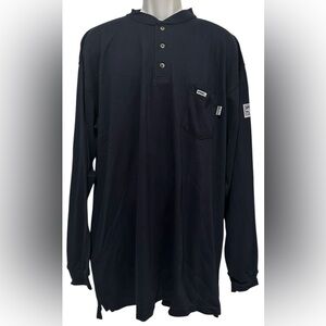 Tyndale Men Henley‎ Shirt FR Flame Resistant Navy Blue Work USA NEW 2XL LONG